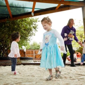 exploring the sandpit at Choklits Child Care Ringwood