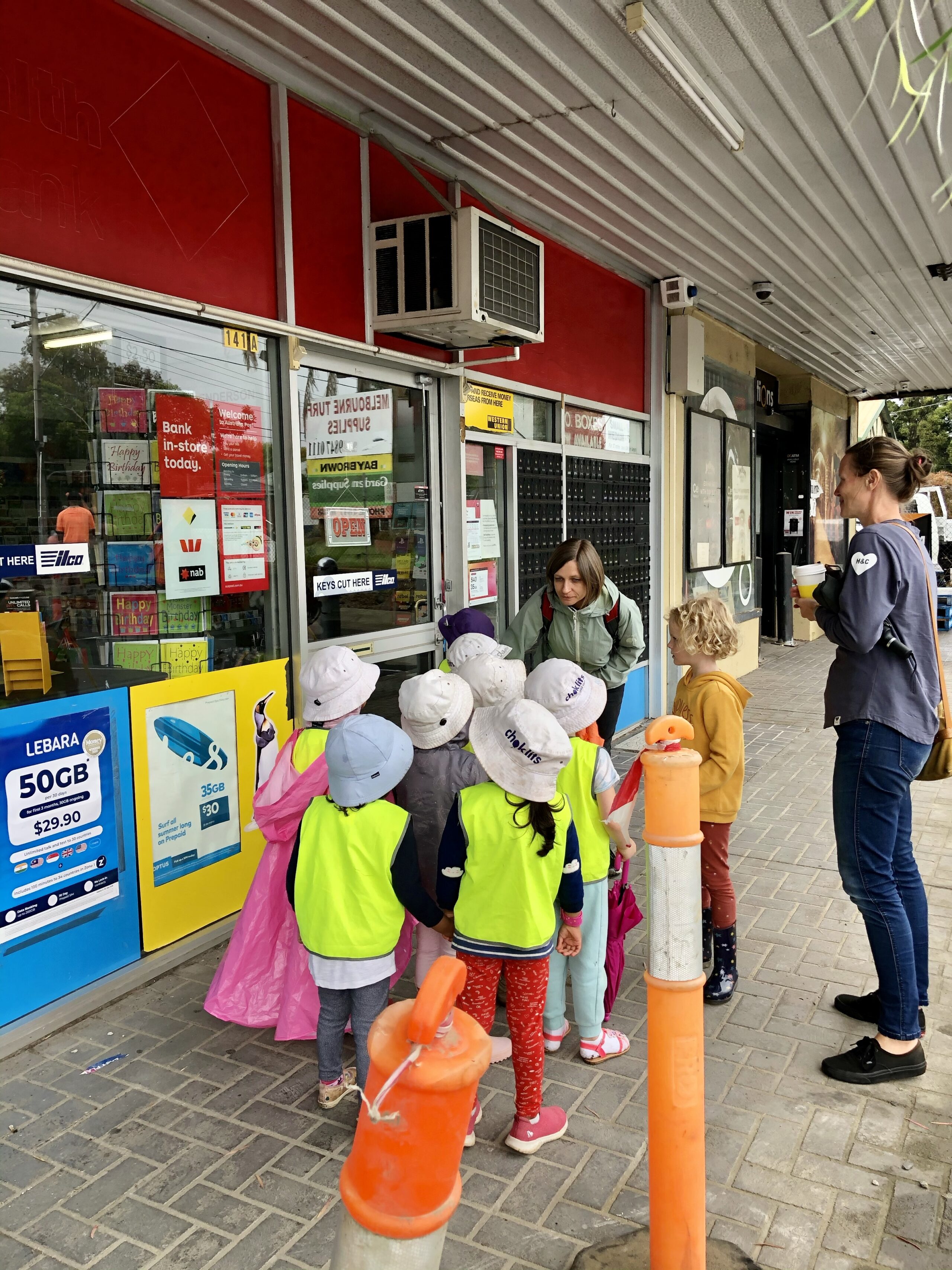 Kinder children on our post office excursion