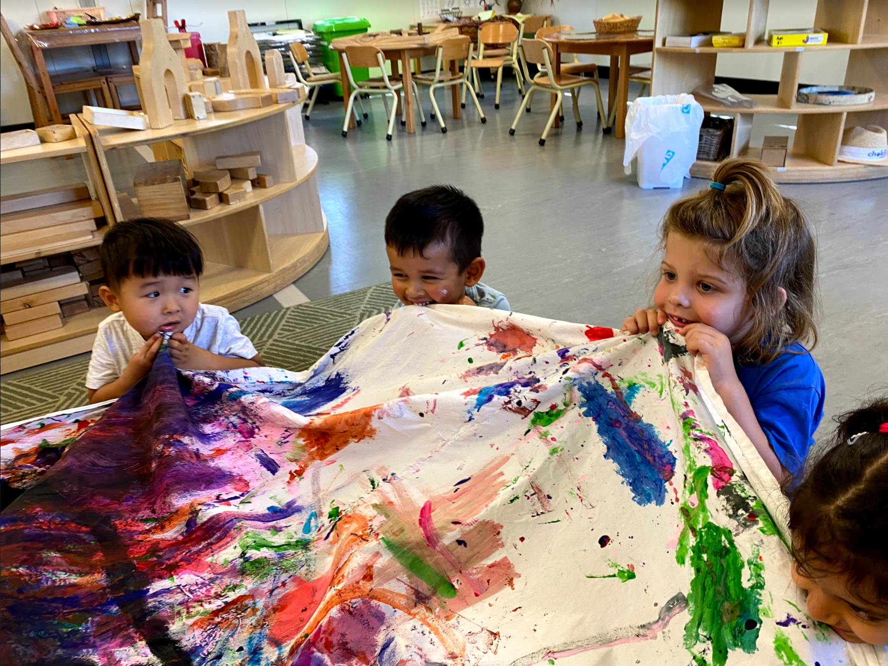 Children working on their small group project