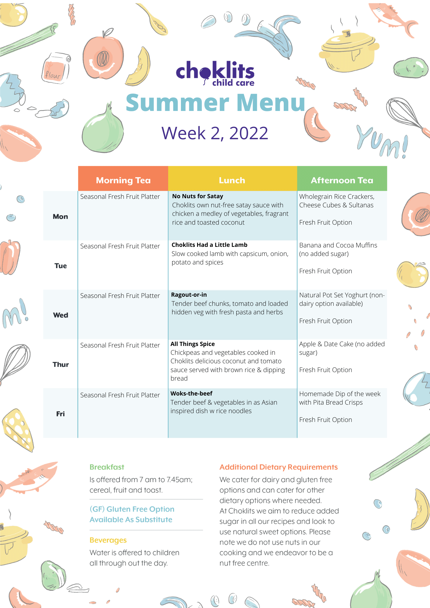 Choklits Summer Menu 2022, Week 2