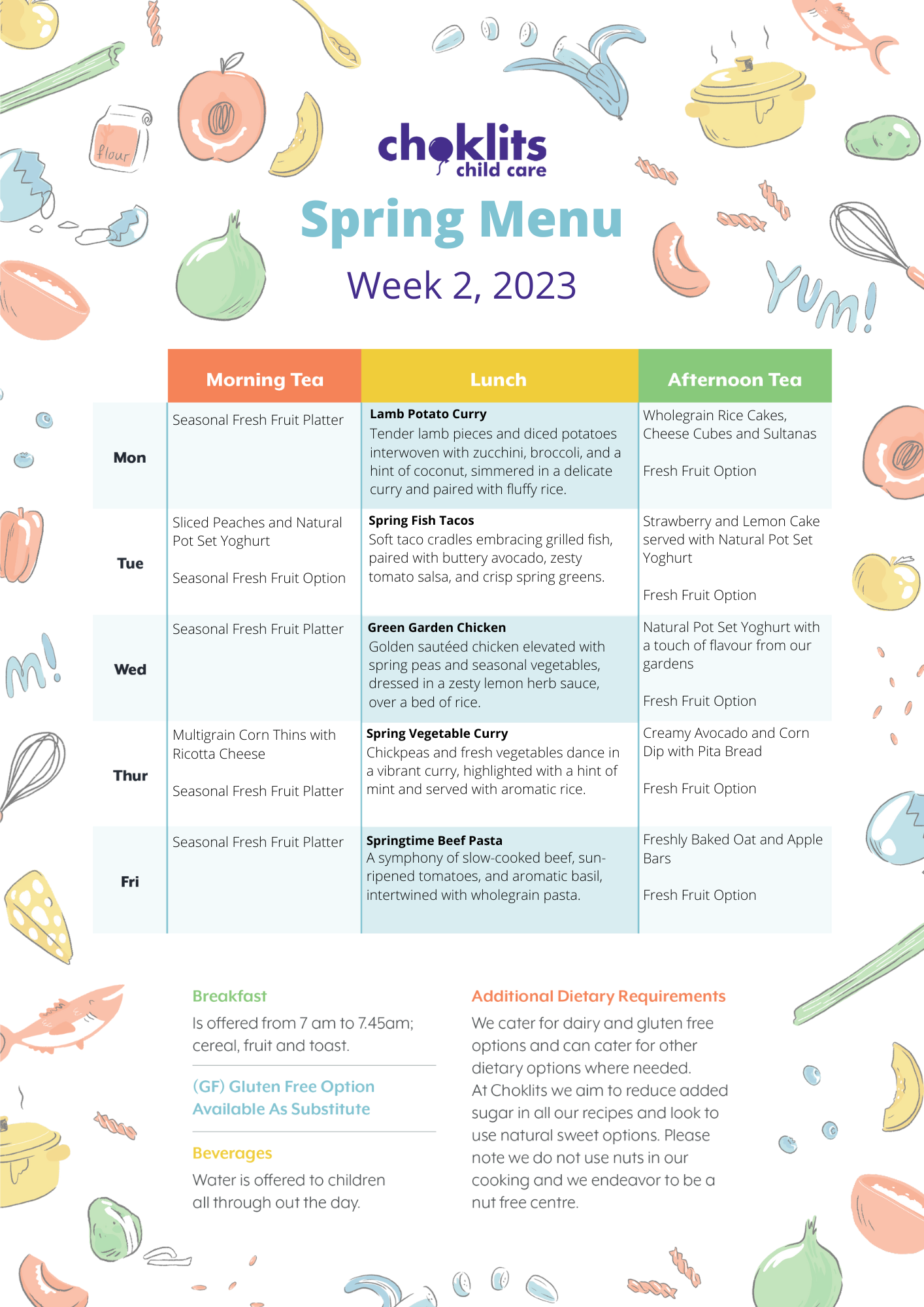 Choklits Spring Menu Week 2, 2023