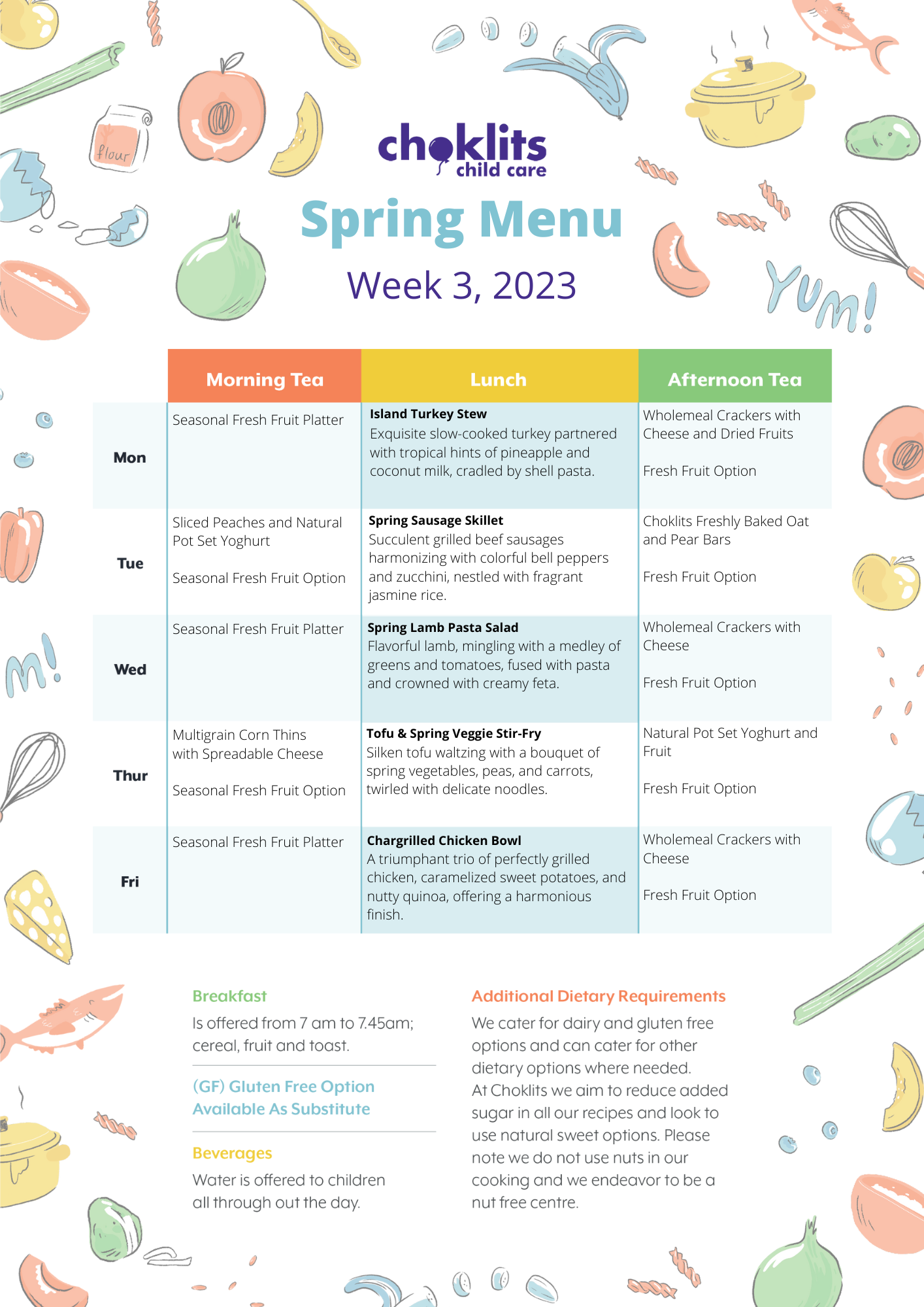 Choklits Spring Menu Week 3, 2023