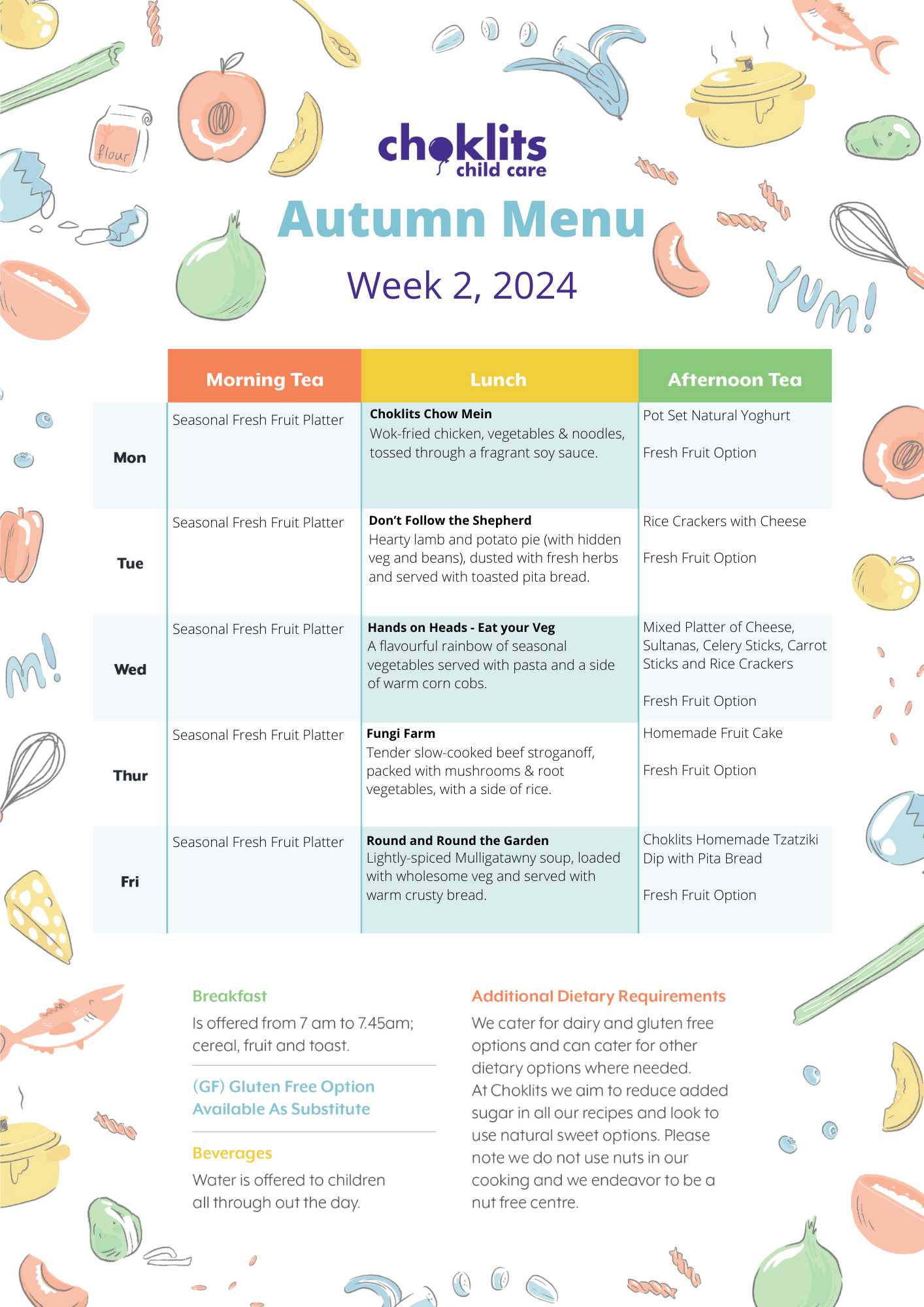 Choklits Autumn Menu 2024 Week 2