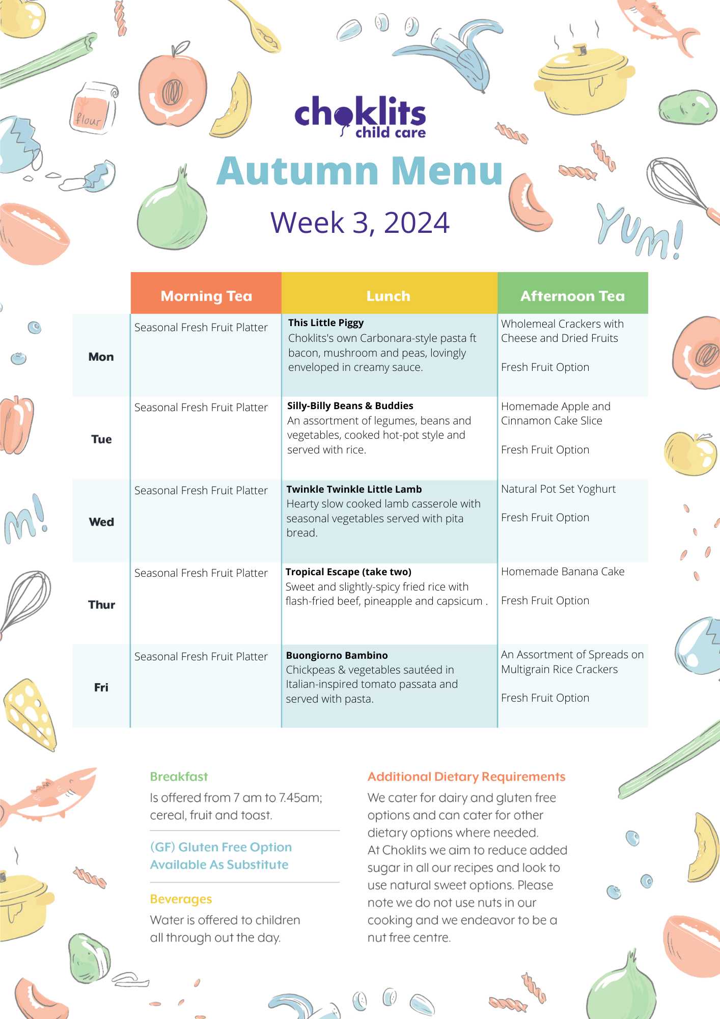 Choklits Autumn Menu 2024 Week 3