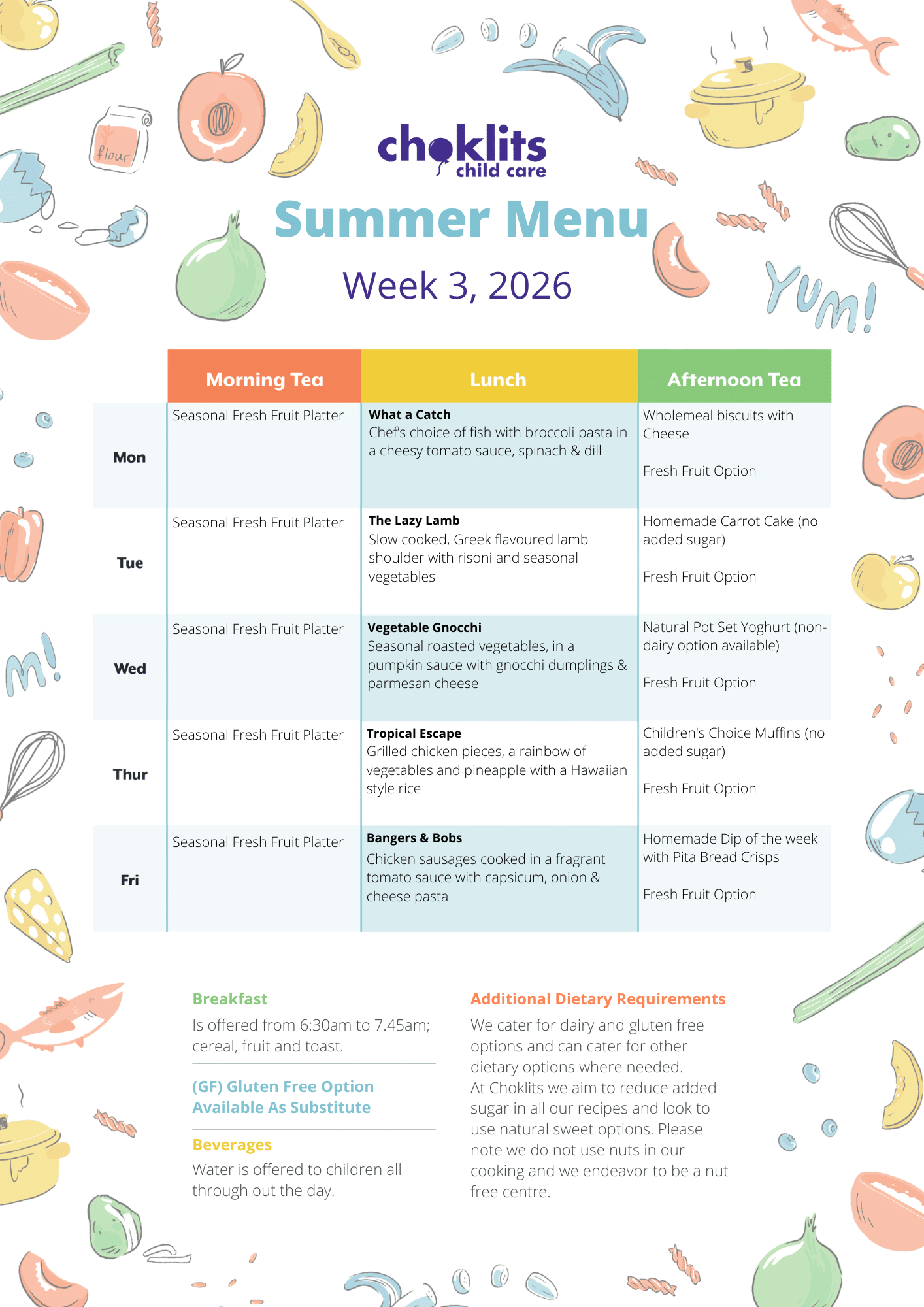 Choklits Child Care Summer Menu 2026 Week 3 1